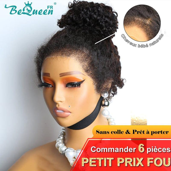 BeQueen “Shannelle” Perruque Bob Bords Bouclés Curly wave Prêt à porter Sans Colle 13x4 Petit Prix FOU