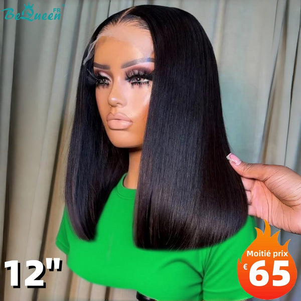 BeQueen "Sonia" Perruque Bob 12 Pouces Lisse sans colle avec lace closure Moitié prix