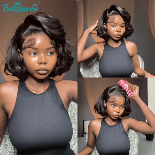BeQueen "Sonia" Perruque Bob Lisse 10 Pouces babyhair Raie du côté Sans colle Moitié prix