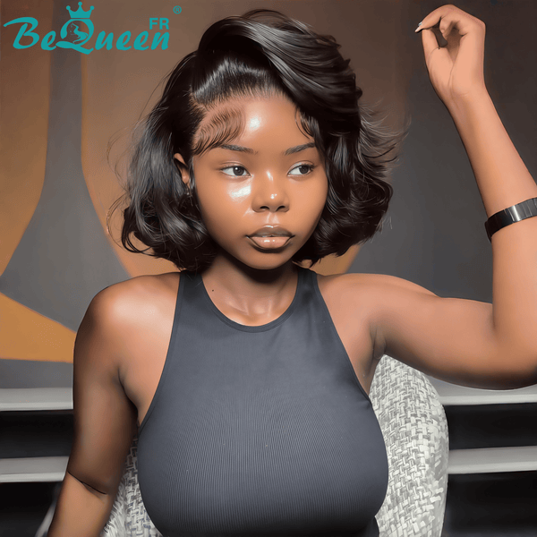 BeQueen "Sonia" Perruque Bob Lisse 10 Pouces babyhair Raie du côté Sans colle Moitié prix