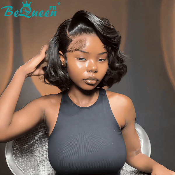 BeQueen "Sonia" Perruque Bob Lisse 10 Pouces babyhair Raie du côté Sans colle Moitié prix