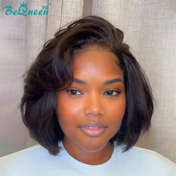 BeQueen "Sonia" Perruque Bob lace frontale Lisse 10 Pouces Raie du côté sans colle Moitié prix style 2
