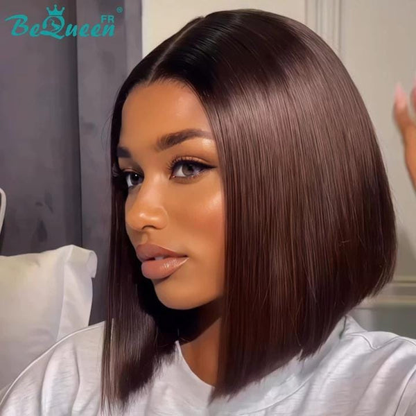 BeQueen "Sonia" Perruque Bob Lisse avec Lace closure 10 Pouces Noir et Marron Sans colle Moitié prix