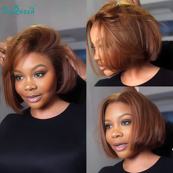 BeQueen "Sonia" Perruque Bob Lisse avec Lace frontale 10 Pouces Marron Sans colle Moitié prix