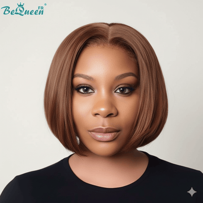 BeQueen "Sonia" Perruque Bob Lisse avec Lace frontale 10 Pouces Marron Sans colle Moitié prix