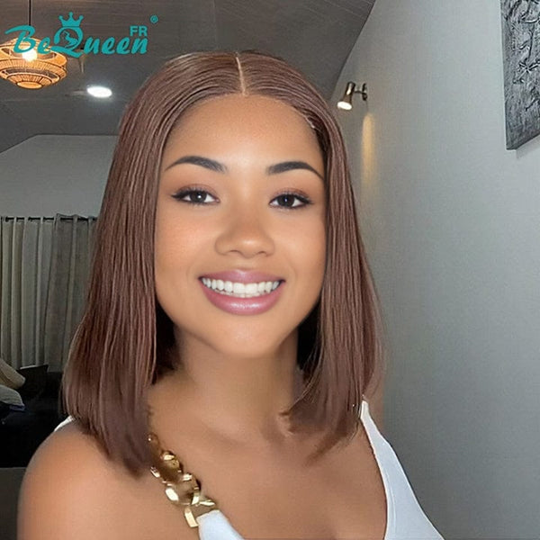 BeQueen "Sonia" Perruque Bob MArron lisse avec Lace Frontale 12 Pouces Moitié prix