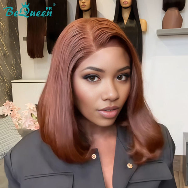 BeQueen "Sonia" Perruque Bob Marron Lisse avec Lace frontale sans colle Moitié prix
