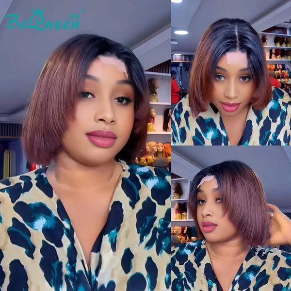 BeQueen "Sonia" Bob Wig Black and Brown Straight with 4*4 lace closure