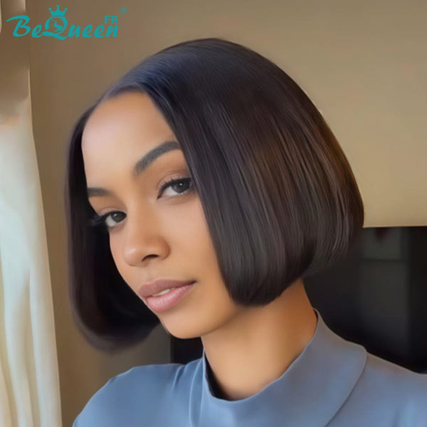 BeQueen "Sonia" Straight Black Bob Wig with 2*6 Lace Closure, Glue-Free, Half-Price Style 4