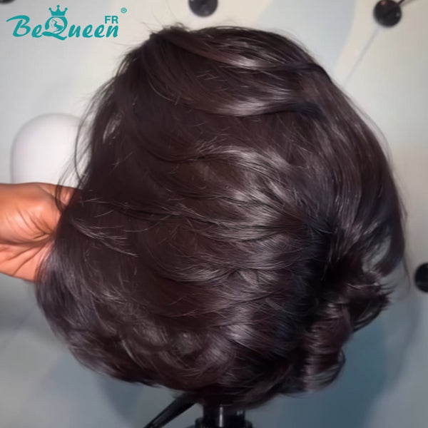 BeQueen "Sonia" Straight Black Bob Wig with Lace Front, Half Price Style 4