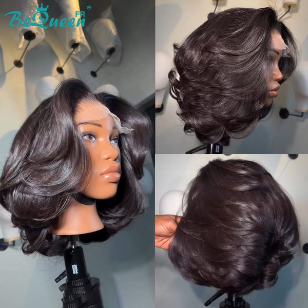 BeQueen "Sonia" Straight Black Bob Wig with Lace Front, Half Price Style 4
