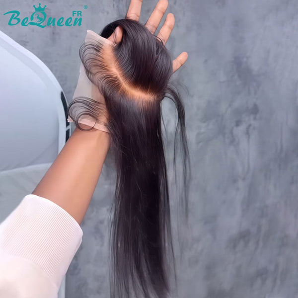 BeQueen “Soniel” Peruca lisa com frontal 16 polegadas, faixa de cabeça, Lace closure 4*4 estilo 15