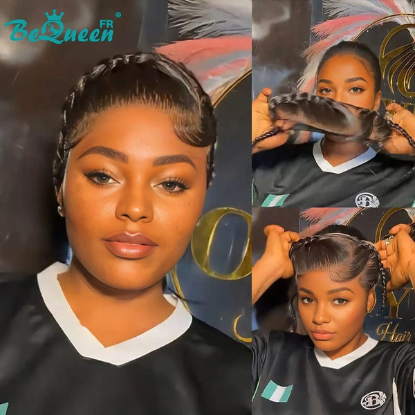 BeQueen "Soniel" glatte Frontperücke 16 Zoll mit Spitzenfrontal 13*4 Stil 5. 