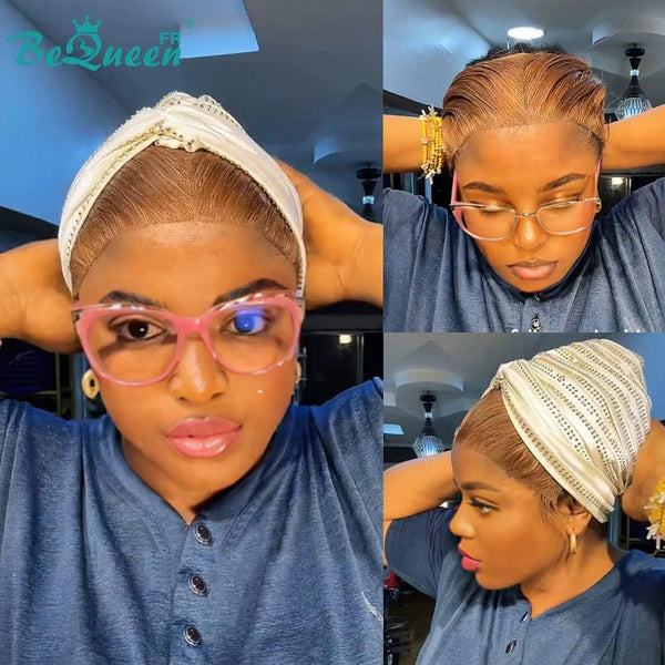 BeQueen “Soniel” 16 inch Honey Blonde Straight Frontal Wig with 13*4 Lace Frontal Style 9