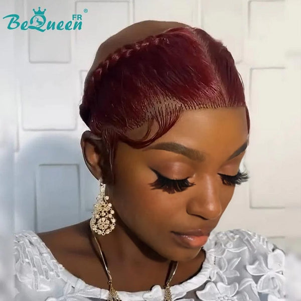 BeQueen “Soniel” 16 inch Burgundy Red Headband Wig with 13*4 Lace Frontal Style 7