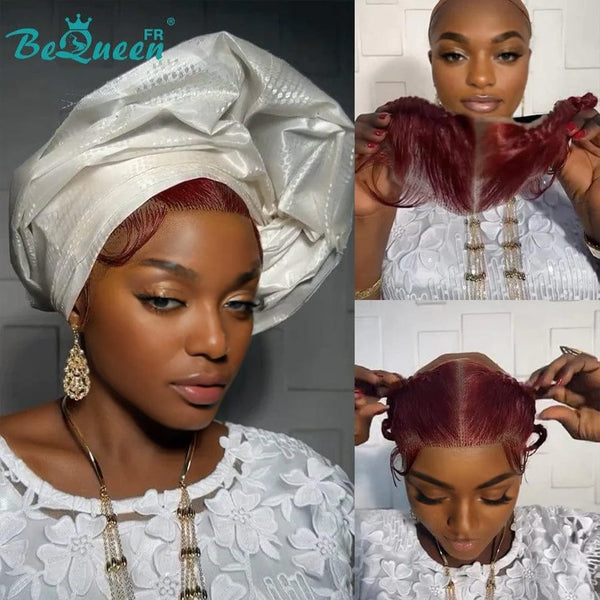 BeQueen “Soniel” 16 inch Burgundy Red Headband Wig with 13*4 Lace Frontal Style 7