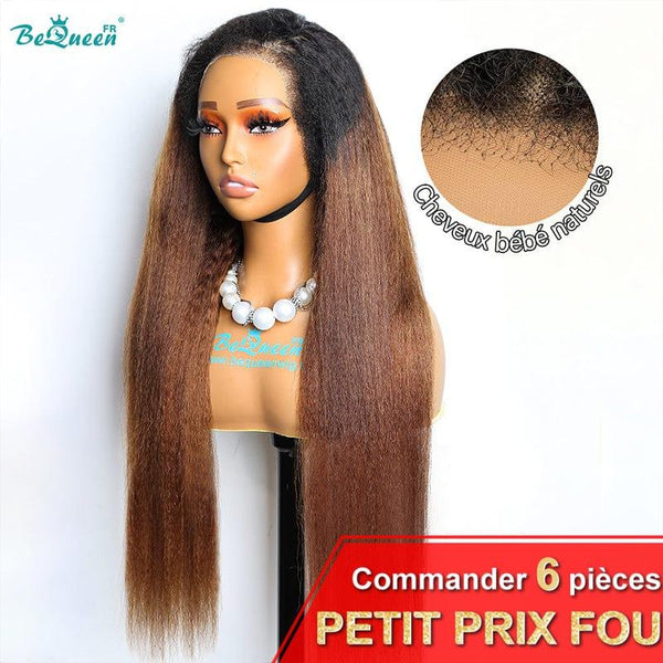 BeQueen “Venetia” Perruque Longue Bords Bouclés Kinky Straight avec Lace Closure 4x4  Petit Prix FOU