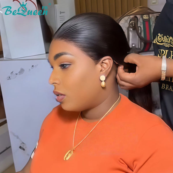 BeQueen “Florance" Perruque Avec Queue De Cheval avec Lace Frontale 18 Pouces Sans Colle Moitié prix