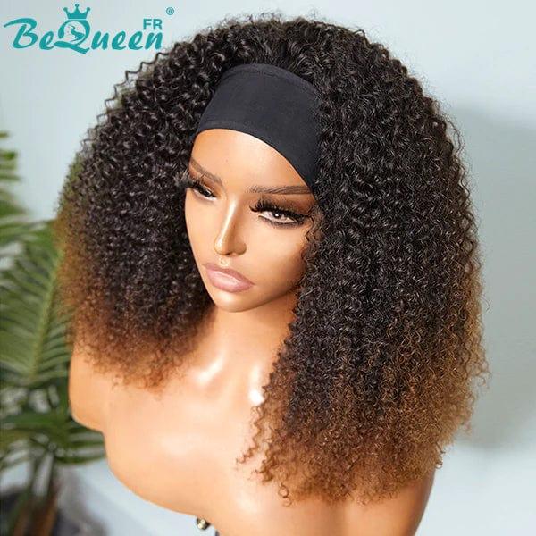 BeQueen 199 € = 2 Perücken Verworrene lockige schwarze und braune Stirnband-Bob-Perücke 