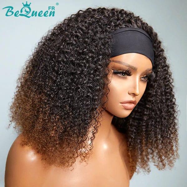 BeQueen 199 € = 2 Perücken Verworrene lockige schwarze und braune Stirnband-Bob-Perücke 