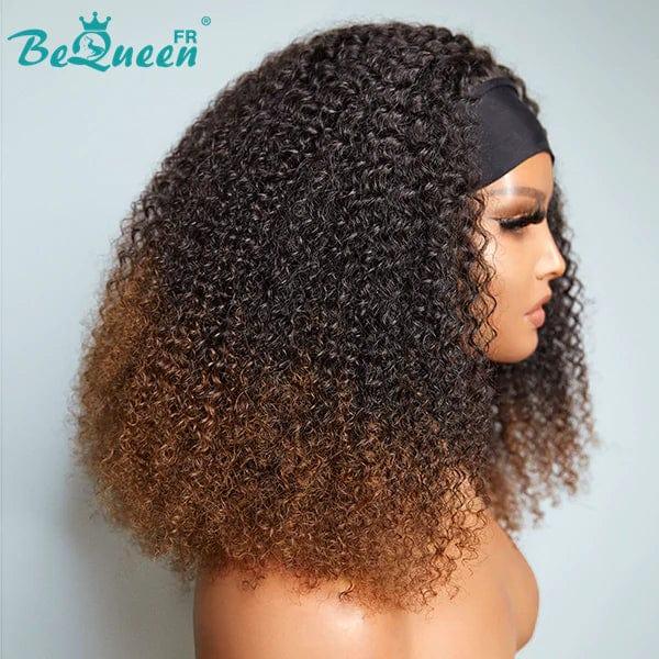 BeQueen 199 € = 2 Perücken Verworrene lockige schwarze und braune Stirnband-Bob-Perücke 