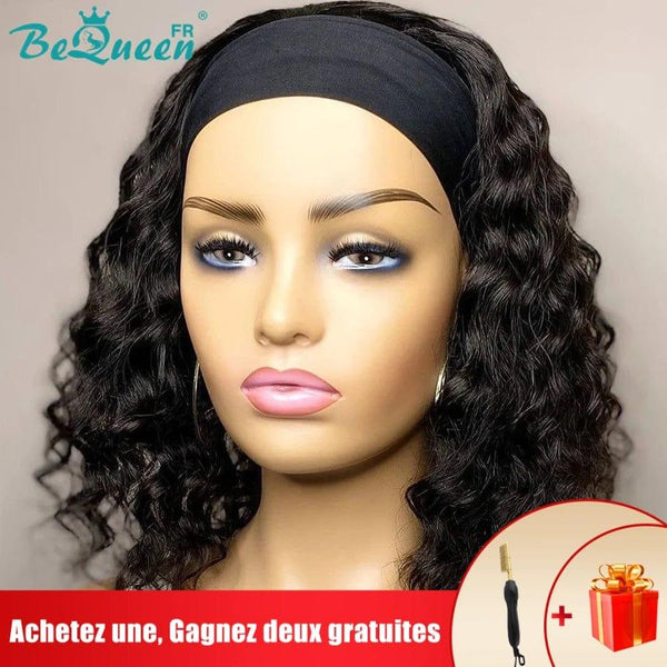 BeQueen Deep Wave Headband Bob Wig