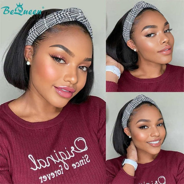 BeQueen Peluca Bob con Diadema Liso 