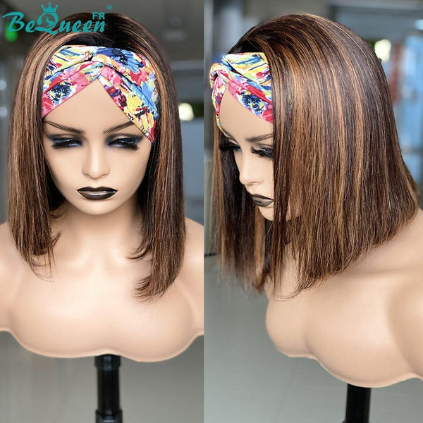 BeQueen Honey and Brown Straight Headband Bob Wig