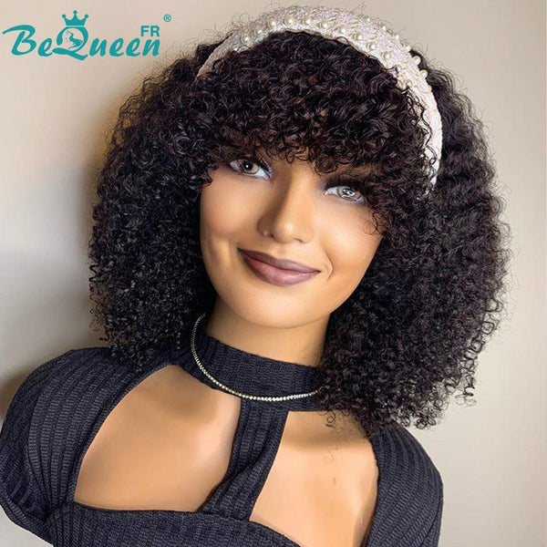 BeQueen Bob Curly Wave Wig With Bangs