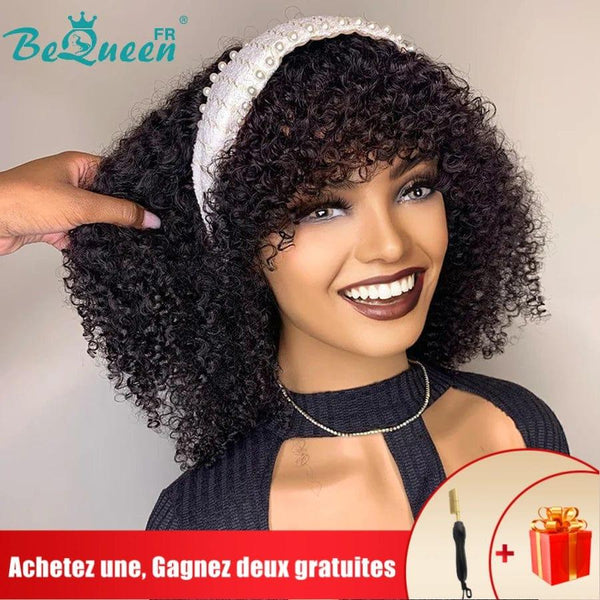 BeQueen Bob Curly Wave Wig With Bangs
