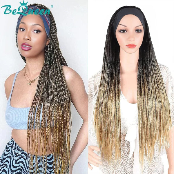 Bequeen Lange Stirnbandperücke mit schwarzen und honigfarbenen Zöpfen aus synthetischer Faser 