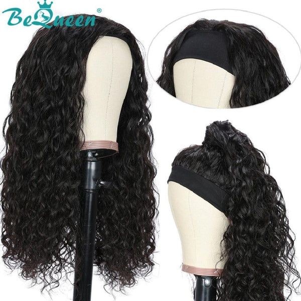 BeQueen Long Deep Wave Headband Wig