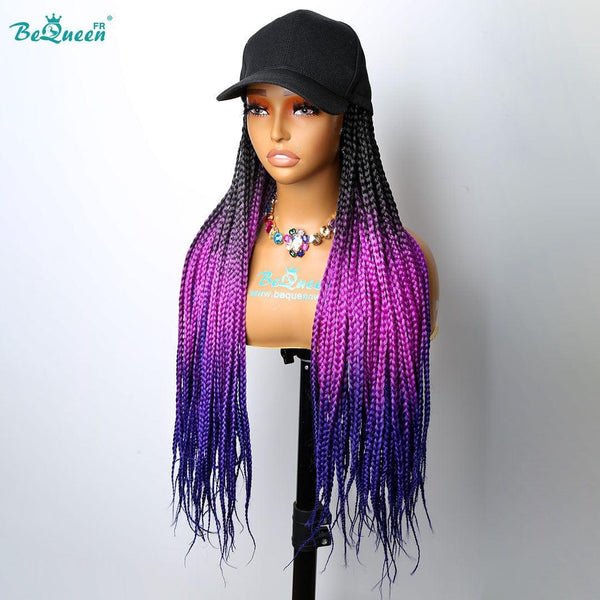 Bequeen Long Braided Wig with Cap Synthetic Fiber