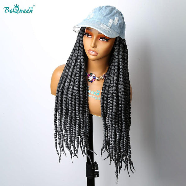 Bequeen Long Braided Wig with Cap Synthetic Fiber