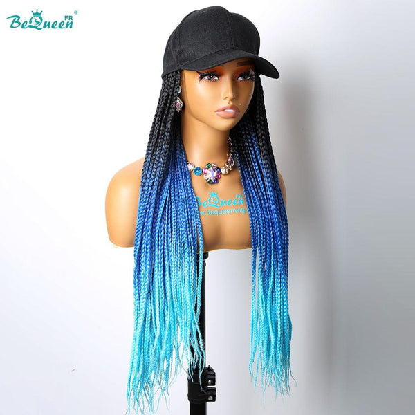 Bequeen Long Braided Wig with Cap Synthetic Fiber