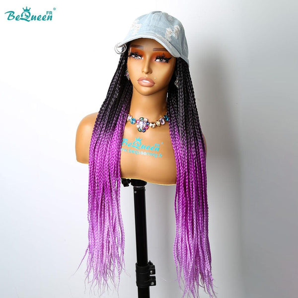 Bequeen Long Braided Wig with Cap Synthetic Fiber