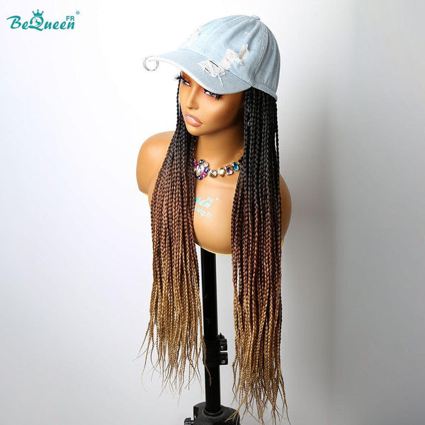 Bequeen Long Braided Wig with Cap Synthetic Fiber