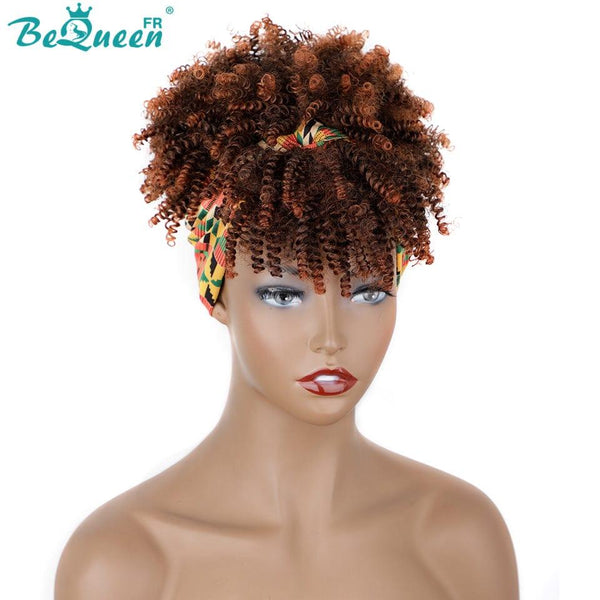 BeQueen Peruca Pixie Faixa Curly de cores