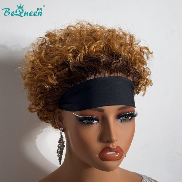 BeQueen Wig "Ursula" Pixie with a black and honey-colored curly root band. 