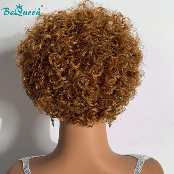 BeQueen Wig "Ursula" Pixie with a black and honey-colored curly root band. 