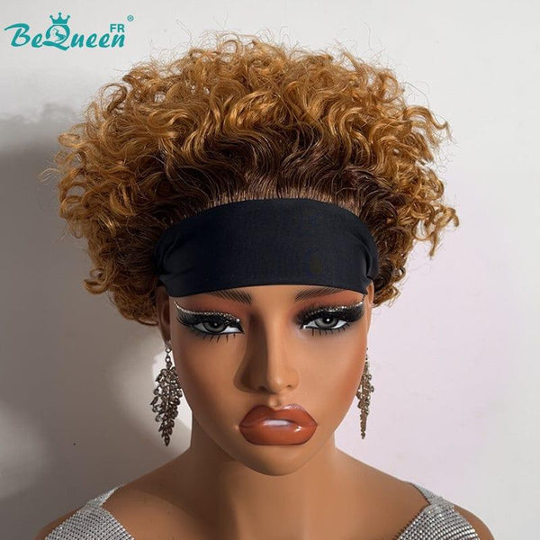 BeQueen Wig "Ursula" Pixie with a black and honey-colored curly root band. 