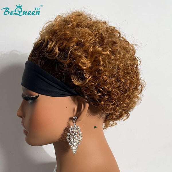BeQueen Wig "Ursula" Pixie with a black and honey-colored curly root band. 
