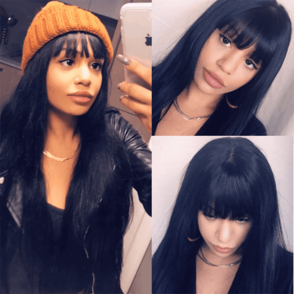 BeQueen Peluca Bob y Larga Liso con Encaje y Franja 