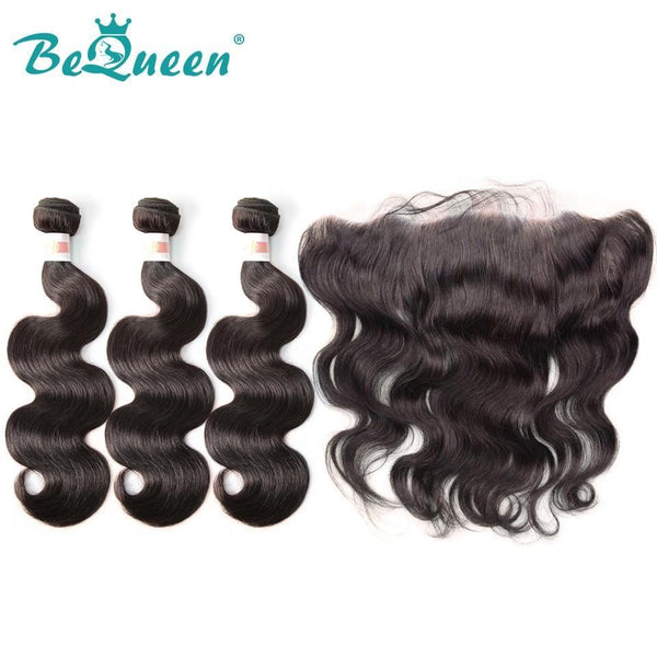 【Bequeen】10A Indian 100% Virgin Hair Body Wave Hair bundles with Closure/Frontal Deal free shipping - Bequeen Office Store