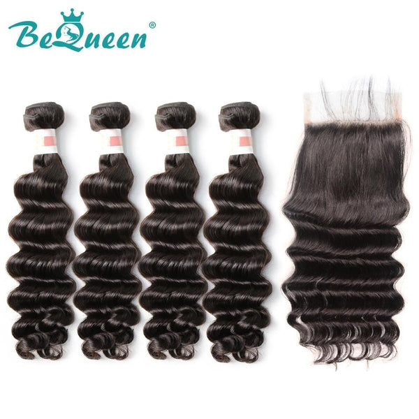 【Bequeen】10A Indian 100% Virgin Hair Natural Wave Hair bundles with Closure/Frontal Deal free shipping - Bequeen Office Store