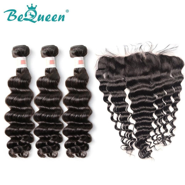 【Bequeen】10A Indian 100% Virgin Hair Natural Wave Hair bundles with Closure/Frontal Deal free shipping - Bequeen Office Store