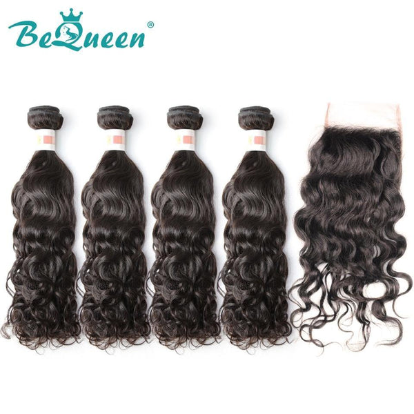 【Bequeen】10A Indian 100% Virgin Hair Water Wave Hair bundles with Closure/Frontal Deal - Bequeen Office Store