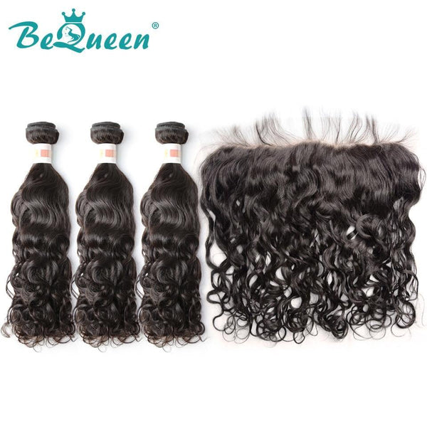 【Bequeen】10A Indian 100% Virgin Hair Water Wave Hair bundles with Closure/Frontal Deal - Bequeen Office Store
