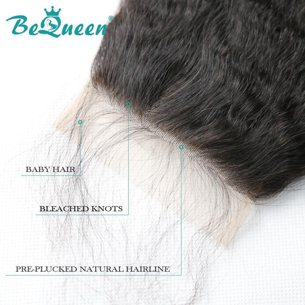 【Bequeen 】10A 100% Virgin Hair Kinky Straight Hair Lace Closure 4x4/ 5x5, Silk Based Closure - Bequeen Office Store
