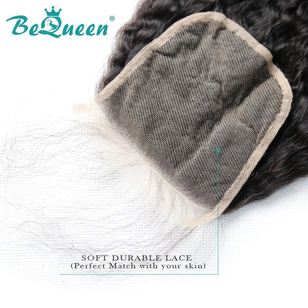 【Bequeen 】10A 100% Virgin Hair Kinky Straight Hair Lace Closure 4x4/ 5x5, Silk Based Closure - Bequeen Office Store